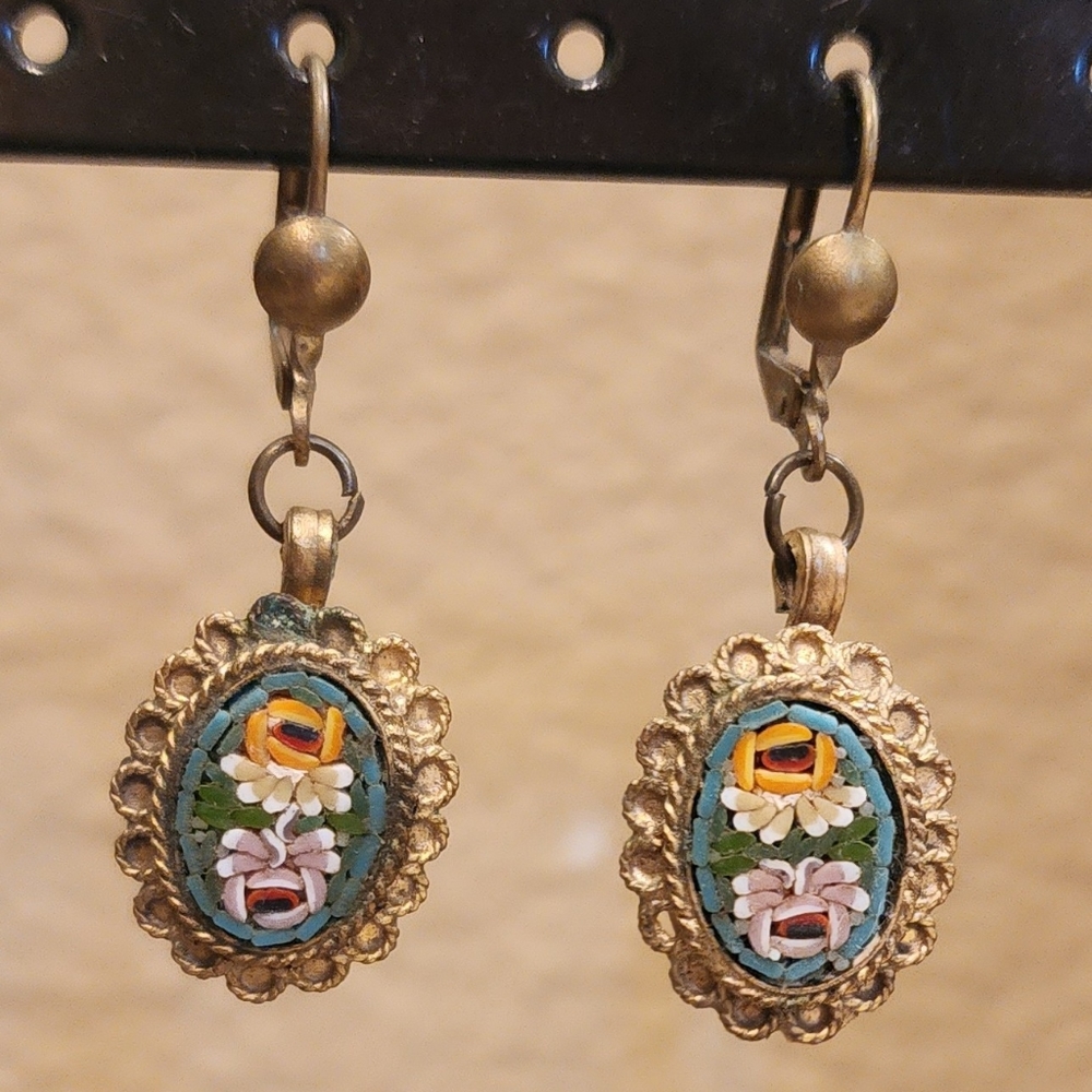 1920's Italian Micro Moasic earrings